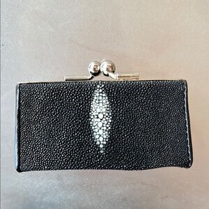 Elegant Black Stingray Leather Coin Purse